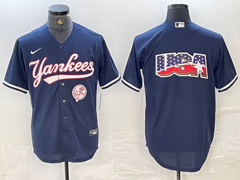 Men New York Yankees Blank Dark blue Second generation joint name Nike 2024 MLB Jersey style 6